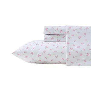Laura Ashley Busy Bee Pink-Green Twin XL SheetSet