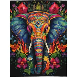 Elephant Throw Blanket, Elephant Gifts for Women Men Adults, Lightweight Soft Fleece Decor, Printed, Washable, No-Pilling (60"x50")