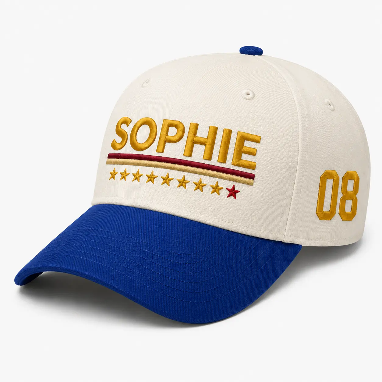 Sophi3 08 Embroidered OTTO Trucker Hat, Two Tone Snapback Baseball Cap, Star Stripe Sports Style Hat, Casual Gift for Women Girls