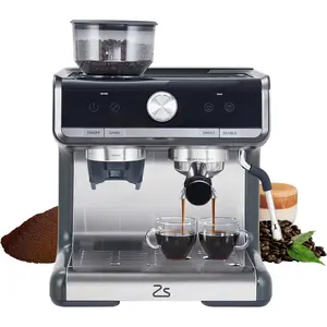 20 Bar Semi-Automatic Coffee Machine with Built-in Bean Grinder & Steam Wand PID Temperature Control Large 2.8L Removable Water Tank Professional Home Cappuccino