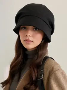 Women's Solid Color Beret,  Fashionable Hat for Fall & Winter, Trendy All-match Clothes Accessories for Women & Girls