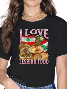 100% Cotton I Love Lesbian Food Funny Lebanese Food Meme Bootleg T-Shirt
