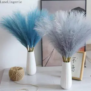 LuneLinger Artificial Pampas Grass Fluffy Artificial Fake Flowers Boho Decoration Bulrush Reed Christmas Decorations Pampas Home Decor Living Room Wall Decor Pampas Flower Decorative Flower Decoration Flower For Living Room Corner Fake Chrysanthemum