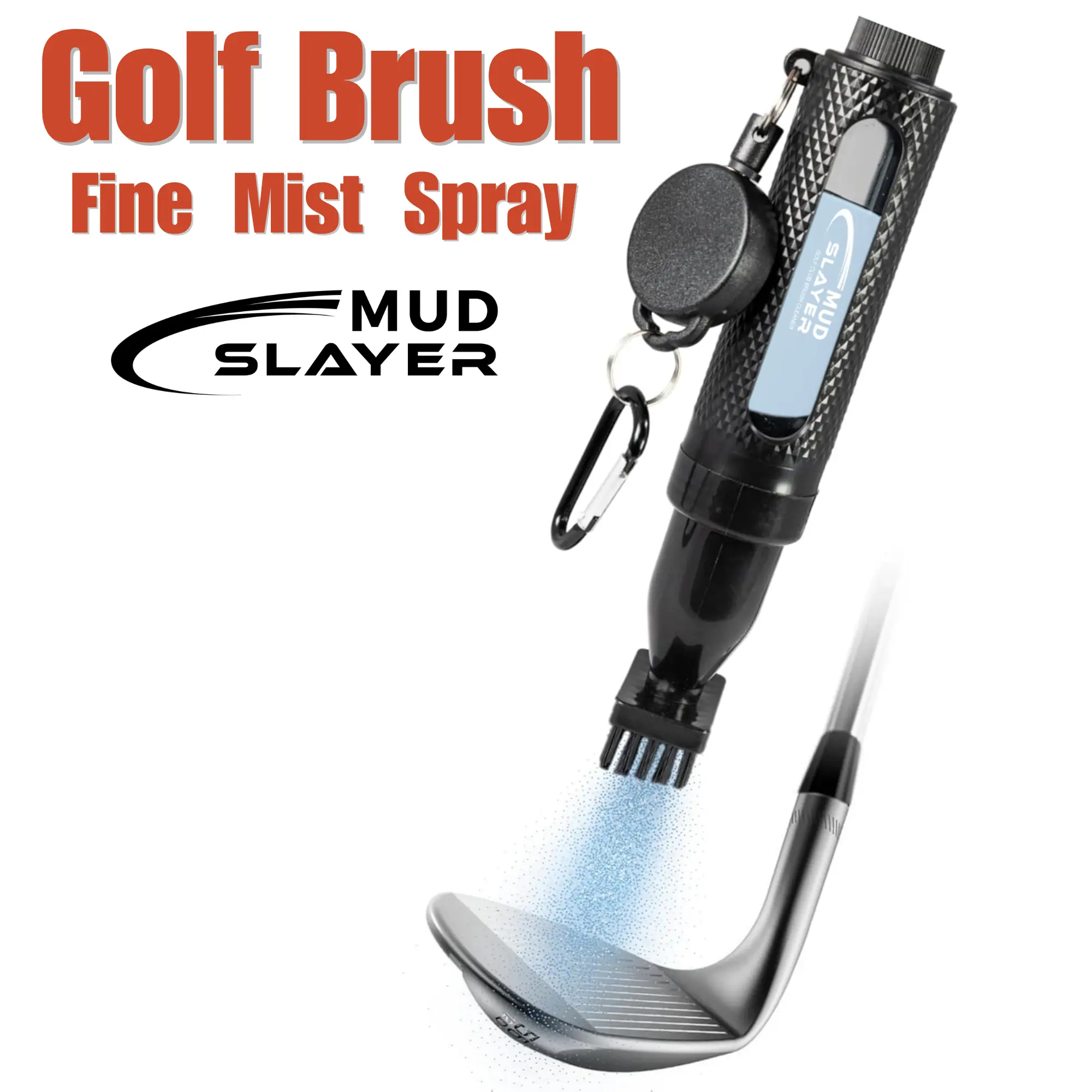 Mud Slayer Golf Club Cleaning Brush that Sprays a Fine Mist, Leak-Proof Viewing Window, Retractable Clip, Dual Bristle Head, Ergonomic Handle Golf Bag Golf Accessory golf accessories