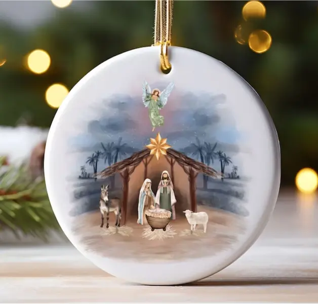 Nativity Christmas Ornament, Jesus The Reason for the Season, Christian Ornament, Nativity Scene Ornament, Ornament Exchange Gift