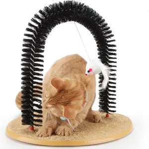 Cat Scratching Post Plastic Arch Shaped Brush, Catnip Toy for Self-Grooming & Fun, Interactive Pet Grooming Tool for Cats, Unique Arch Shape