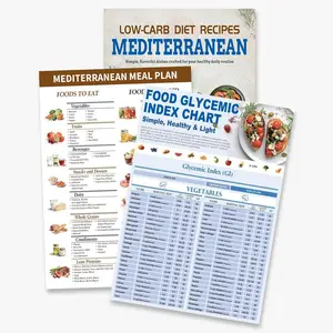3-Count Mediterranean Diet Printed Charts - Beginner-Friendly Office Personal Organiser Accessory, Meal Guide with Meal Plans, Ingredient Sticks, Limit Foods List, Core Lunch & Breakfast Recipes, Easy Brochure Cookbook for Healthy Living