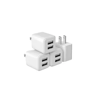 USB Wall Charger, Dual Port Cube Power Adapter Charger Plug Block  Box, Dual Port Wall   Adapter, Compatible for i Phone 14 13 12 11,Grayish White