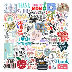 50pcs Thank You Stickers Pack, Waterproof Gratitude Decals for Small Business Packaging, Laptop, Water Bottle & Journal, Customer Appreciation Gift