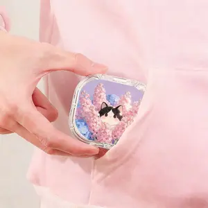Hyacinth Flower Black White Cat Printed Retainer Box, Hot Sale Denture Storage Box, Full Scene Universal Orthodontic Retainer Box, Large Capacity Moisture Proof Drop Resistant Storage Box