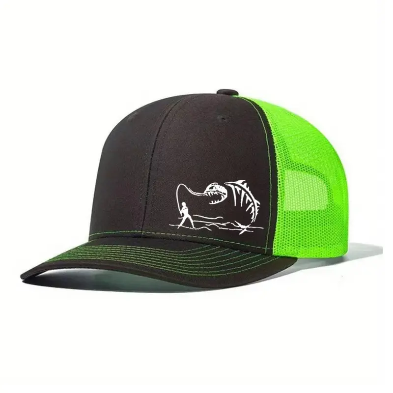 Unisex Baseball Cap, Fishing Printing Hat, Mesh Hats for Men & Women, Richardson Slightly Curved Brim, Adjustable Trucker Hats, Outdoor Sun Hat, Snapback Trucker Hats, Crappie Fishing Hat, Sports Fishing Cap, Printed Trucker Hat