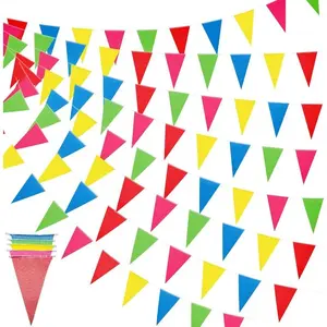Colorful Triangle Flag Bunting, 150pcs/set Party Banner, Festival Outdoor Decor for Home Garden Wedding Shop Street Decor