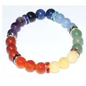 Seven Chakra 8mm Gemstone Bead Bracelet with Spacer