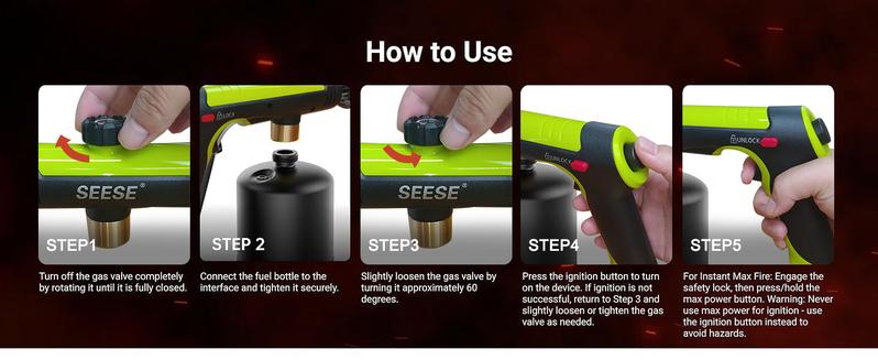 SEESE Powerful Propane Torch(Propane Tank Not Included),With One-Touch Max Fire Button and Safety Lock, Adjustable Blow Torch for Sous Vide Searing Steak, BBQ, Cooking,Grill, Campfire, Fireplace,Charcoal Wood SEESE Powerful Propane Torch(Propane Tank Not Included),With One-Touch Max Fire Button and Safety Lock, Adjustable Blow Torch for Sous Vide Searing Steak, BBQ, Cooking,Grill, Campfire, Fireplace,Charcoal Wood