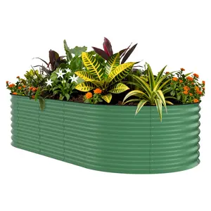 10x4x1.5ft Galvanized Raised Garden Bed – Oval Metal Planter Box with Anti-Cut Safety Edges, 449 Gallons Rust-Resistant Deep Root Planter for Vegetables, Flowers & Herbs