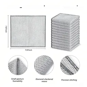40 Pcs New Upgrade Steel Wire Dishcloth,Double-Layer Steel Wire Cleaning Cloth,Powerful Cleaning Non-Scratch Wire Dishcloth Rag for Cookware, Sinks, Dishes, Stove Tops