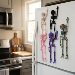 Magnetic Glow-in-the-Dark Posable Skeleton Figure (18cm) | Movable Joint Fridge Magnet, Gothic Desk Decor, Fidget Toy & Unique Gift