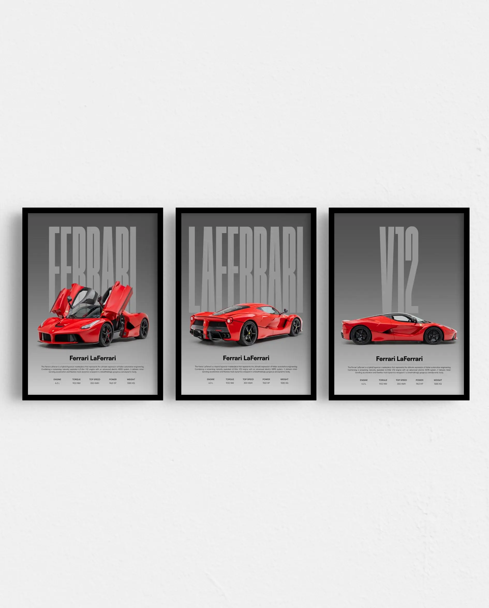 Ferrari LaFerrari Posters, Supercar Wall Art, Product without frame