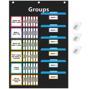 48/56 Pocket Small Group Management Pocket Chart, Classroom Jobs Chart Small Group Organizer and On Task for School Teacher Homeschool Learning Supplies