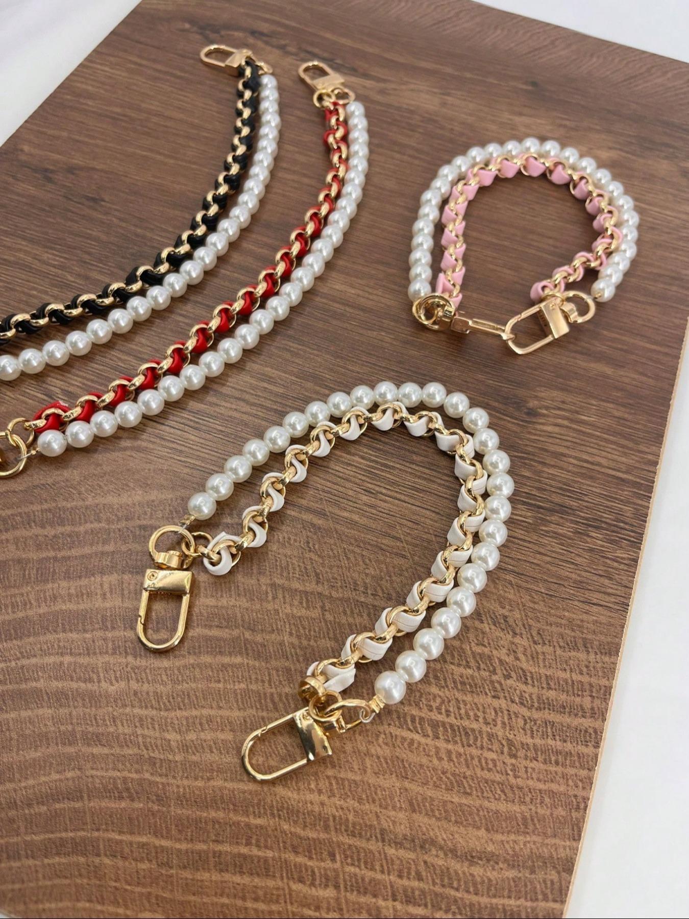 Fashionable Solid Color Pearl Extended Chain, Fashionable Chain Strap, Stylish Bag and Handbag Accessory for Everyday Use, Trendy Mobile Chain, Phone Lanyard