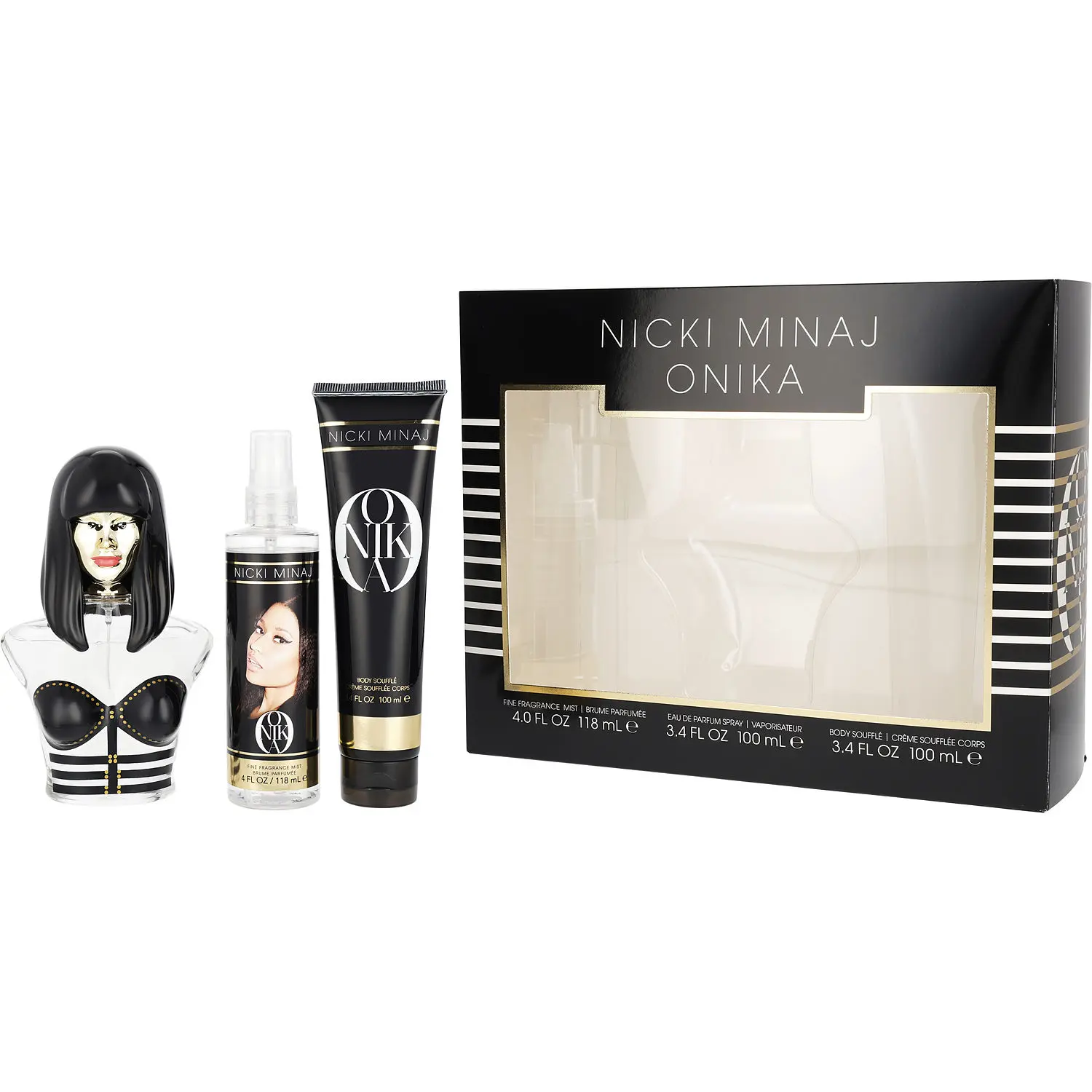 Nicki Minaj Onika Set-Eau De Parfum Spray 3.4 Oz & Body Mist 4 Oz & Body Souffle 3.4 Oz For Women