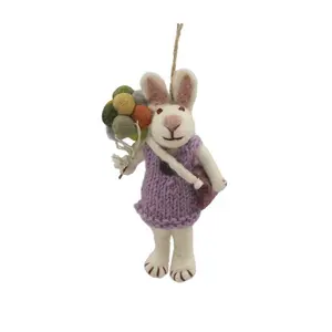 Handmade Wool Felt Bunny Ornament, Cute Rabbit Keychain, Fluffy Bunny Keychain, Couple Bag Charm, Unique Home Decor Accessory, Perfect Gift Idea