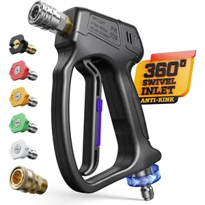 Short  Washer  with Swivel 3/8" & M22-14mm Connect High  Washer Handle with 5  Nozzle, 1/4" Quick Connector Coupler Power Washer  Compatible with  Cannon