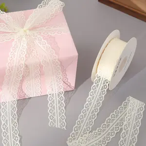 1pc 22m Long Lace Ribbon, Floral Bouquet Packaging Material, Gift Wrapping Ribbon, Hollow Out Lace Edge Ribbon, Cake Baking Decorative Ribbon