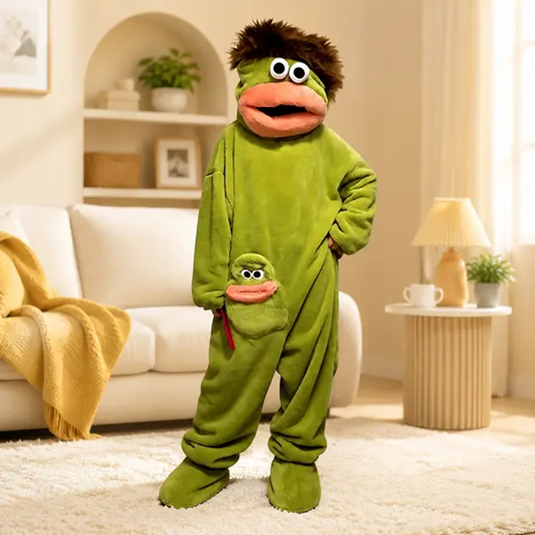 2026 Funny Halloween Party Costume, Thick Long Sleeve Funny Big Mouth Monster Onesie Pajamas, Plush Fleece Hooded Kangaroo Jumpsuit, Ultra-Soft Cozy Warm Breathable Nightwear, S-XL Sizes, Machine Washable Fabric, Gift Ready for Home Lounging, Free Comb