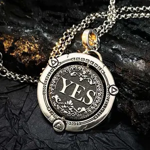 Vintage Spinner Coin Necklace, Unique Hip-Hop Style Jewelry for Men & Women, Versatile for Parties, Perfect Couple Necklace or Gift,