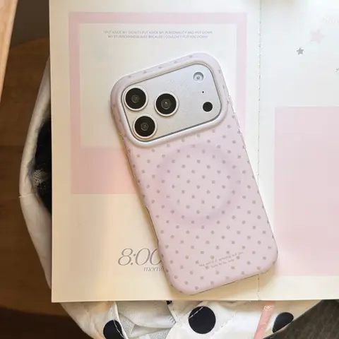 Magnetic Matte Polka Dot Phone Case for Apple iPhone 18 Pro Max, Cute French Style, Summer Gift, Birthday Present, Phone Protective Cover