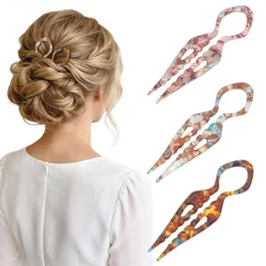 AWAYTR 3Pack Prestige French Hair Pins for Women 4.1 Inch Acrylic Hair Pin with Serrated Anti-Slip Design Suitable Hair Clips for Thin Thick Hair