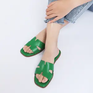 Women's Dressy Flat Sandals Comfortable Slip On Leather Slide Sandals Walking Shoes platform sandals Girl Footwear