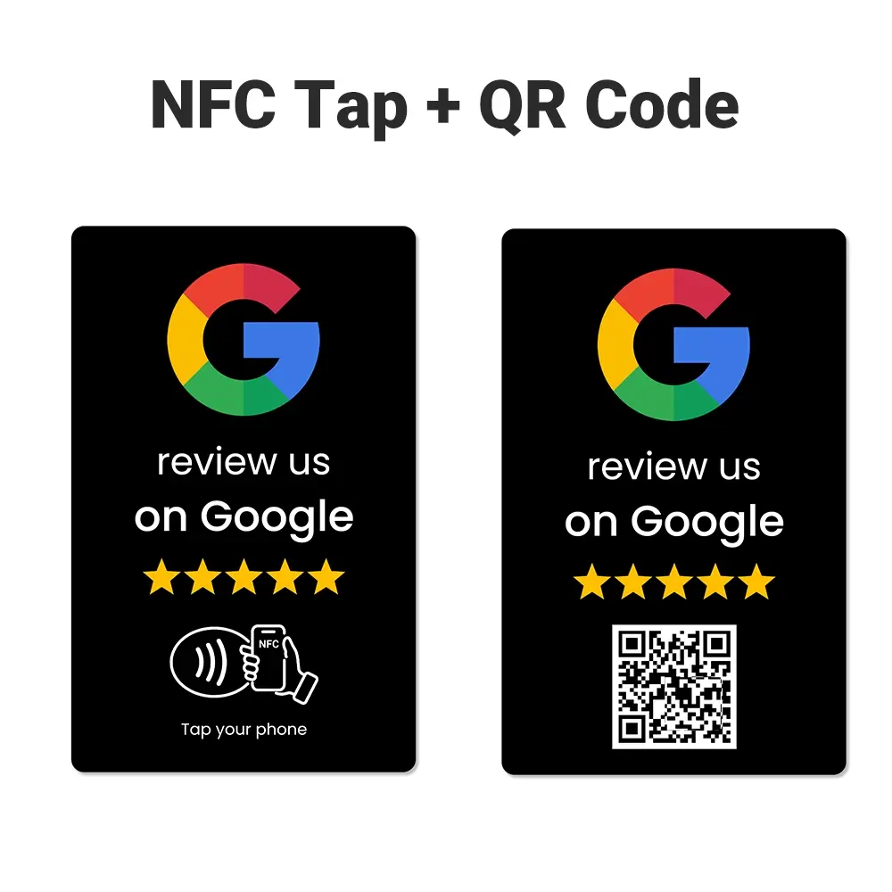 Google Review Cards, NFC Tap & Dynamic QR Code, Scan To Review, Tap Your Phone, Easy Setup with Review Link Management, No APP Required, Review Us On Google , Review Sign, Business Card