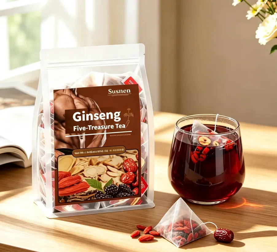 Kidney Tea Formula Ginseng Five Treasure Tea, Chinese Kidney Tea for Men and Women, Natural Herbal Ingredients for Kidney Traditional Bever Organic Beverage detox cleanse Value Pack Filled with Tea Healthy