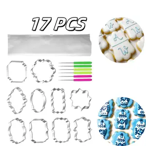 17Pcs Stainless Steel Cookie Mold Frame Cookie Cutters Cookie Fondant Cutter Set with Cookie Scribes & Storage Bag Versatile Pastry Molds for Cookies Doughnuts and Crafts Cookie Decorating Supplies,DIY Hand Tools Kits