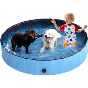 63''x12'' Foldable Hard Plastic Dog Pool for Large Dogs, Multi-use Pet Swimming Pool for Dogs Cats and Kids
