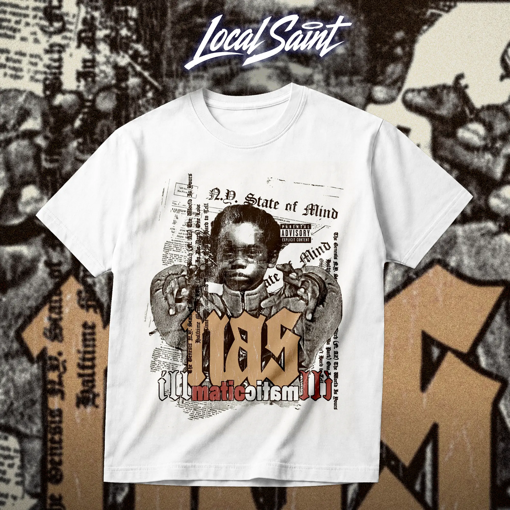LOCALSAINT Nas Illmatic Heavy Cotton Unisex Graphic T-Shirt Hoodie, Vintage East Coast Hip-Hop Streetwear Tee, Queensbridge Rap-Inspired Crewneck Shirt, Y2K Graphic Apparel, Direct-to-Garment Breathable Print