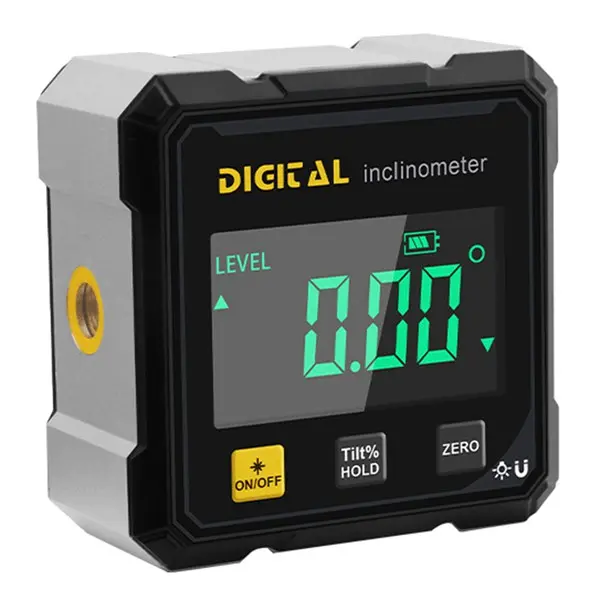 Digital Angle Finder with Electronic Laser - Industrial 4-Side Strong Magnetic Base Inclinometer, 122g Portable Cube Gauge with Backlight, USB-C 360-Degree LCD Protractor for Woodworking, Tile Installation, Self-Compensated Measuring Tool