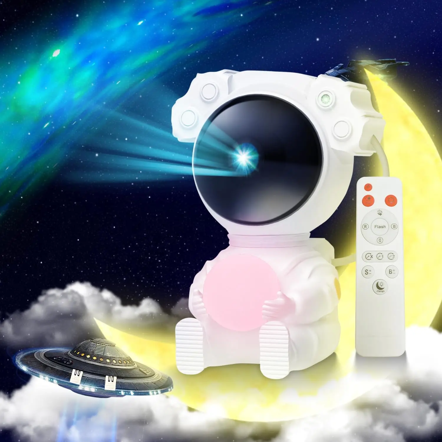 Galaxy Projector with Moon Lamp, LED Nebula Night Light with Remote Control, Rechargeable Star Projector for Kids, Adults, Room Decor, Gift