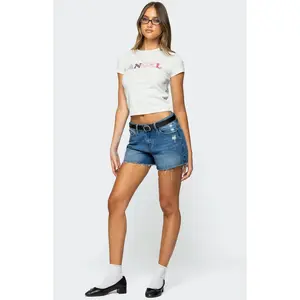 Edikted Women's Scottie Low Rise Denim Shorts