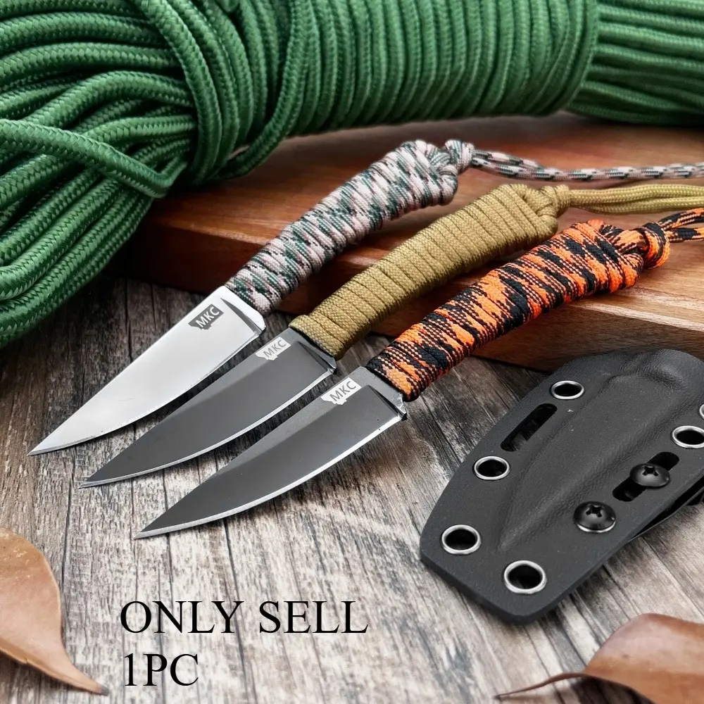 Best-Selling Mini Survival Fixed-Blade Knife with Kydex Sheath, Nylon Cord Handle, and 440C Blade—Portable Jungle Camping Knife, Outdoor EDC Tools, Daily Adventure, Outdoor Hiking, and Rescue Tool—Perfect Gift, Fixed Blade Knives