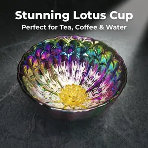 Handmade Iridescent Lotus Glass Bowl - 3D Sparkling Rainbow Flower Decor Unique Rainbow Lotus Trinket Dish - Handcrafted Iridescent Jewelry Bowl