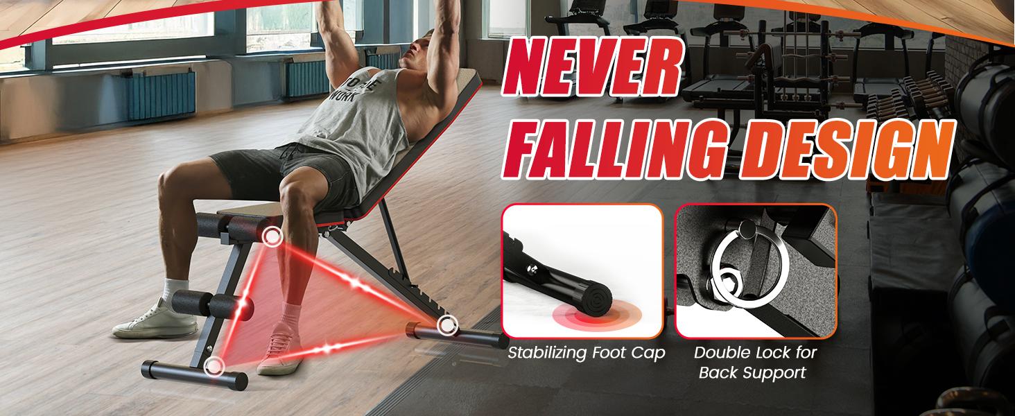 Orinar Adjustable Weight Bench Press Incline Decline Strength Training Bench Full Body Gym Workout Benches for Home Gym Fitness