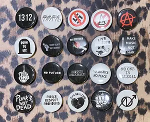 Punk Pins - Pinback Punk Buttons - Anarchy Anti-Racist Equality ACAB Protest Activism Atheist Anarchist Punk Rock Buttons Punk Rock Pins pin button