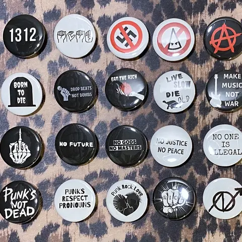 Punk Pins - Pinback Punk Buttons - Anarchy Anti-Racist Equality ACAB Protest Activism Atheist Anarchist Punk Rock Buttons Punk Rock Pins pin button