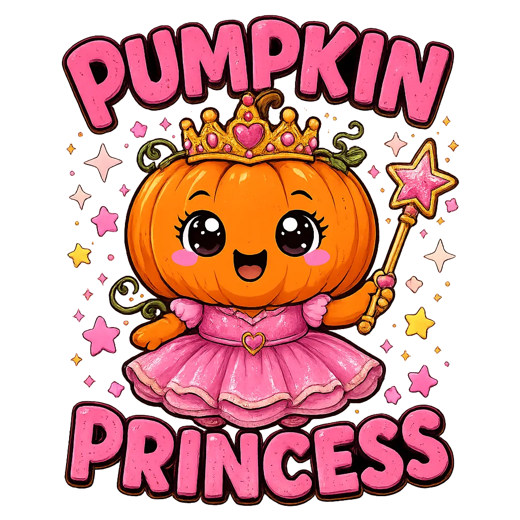 Pumpkin Princess – Kids Halloween DTF Transfer (6x7)