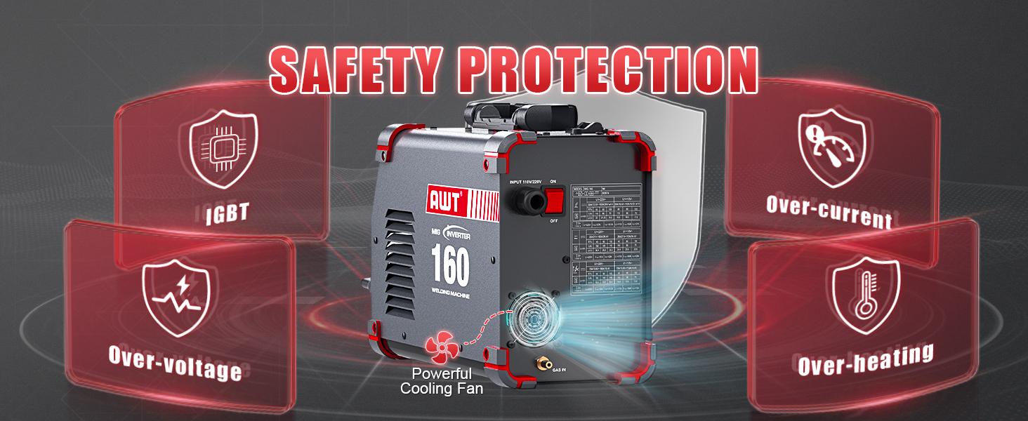 AWT MIG-160 6-in-1 Multi-Process Welder, 160A Dual Voltage 110V/220V Aluminum MIG Welder, Gas MIG, Flux MIG, Stick, Lift TIG, Digital Display Synergic Welding Machine for DIY & Metal Fabrication