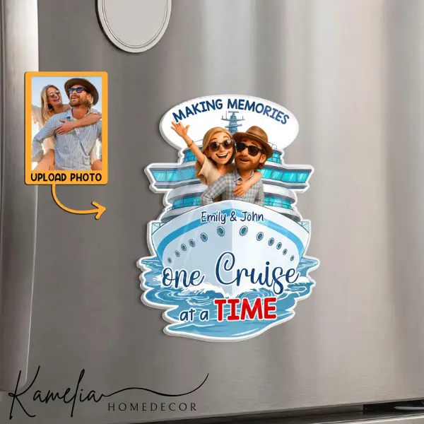 Custom Cruise Fridge Acrylic Magnet, Personalized Couple Souvenir With Photo & Name, Cruise Trip Keepsake, Gift For Couple, Unique Vacation Gift