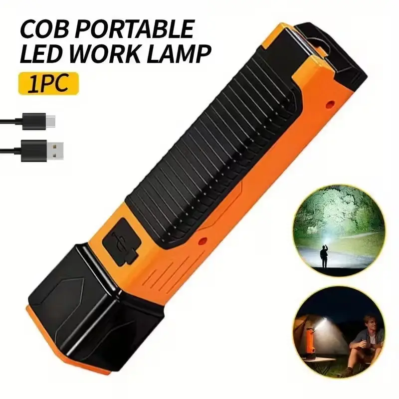 Magnetic Work Light Rechargeable Flashlight – 180° Adjustable, COB+LED Modes, Phone Charger, Portable Power Bank for Repairs, Camping, Magnetic Flashlight Rechargeable, Rechargeable Flashlight Magnetic Led Work Lamp